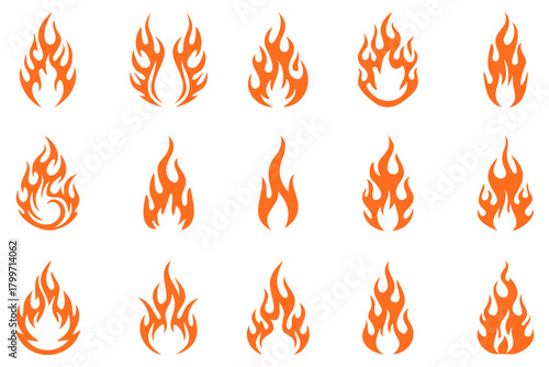 flame icons. Flame logo, fire icon. Vector set of icons for fire.
