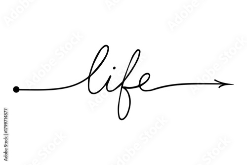 simple letter life script calligraphy banner black color