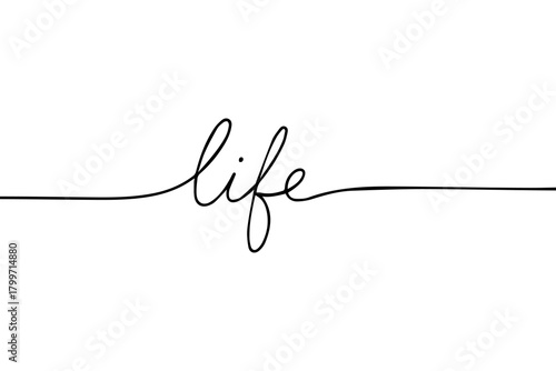 simple letter life script calligraphy banner black color