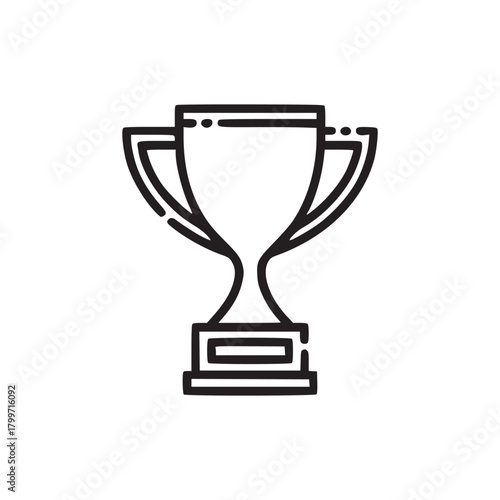 A minimalistic line drawing of a trophy with a base on a white background in a simple style