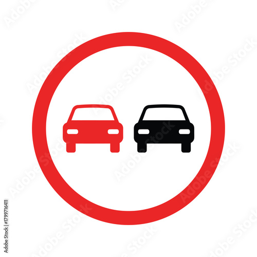 No overtaking road sign isolated on, traffic regulation