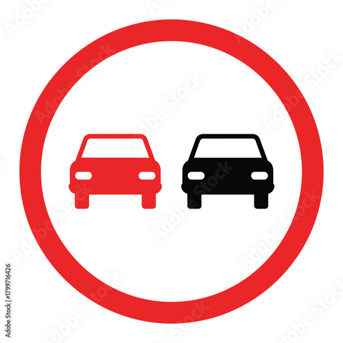 No overtaking road sign isolated on, traffic regulation