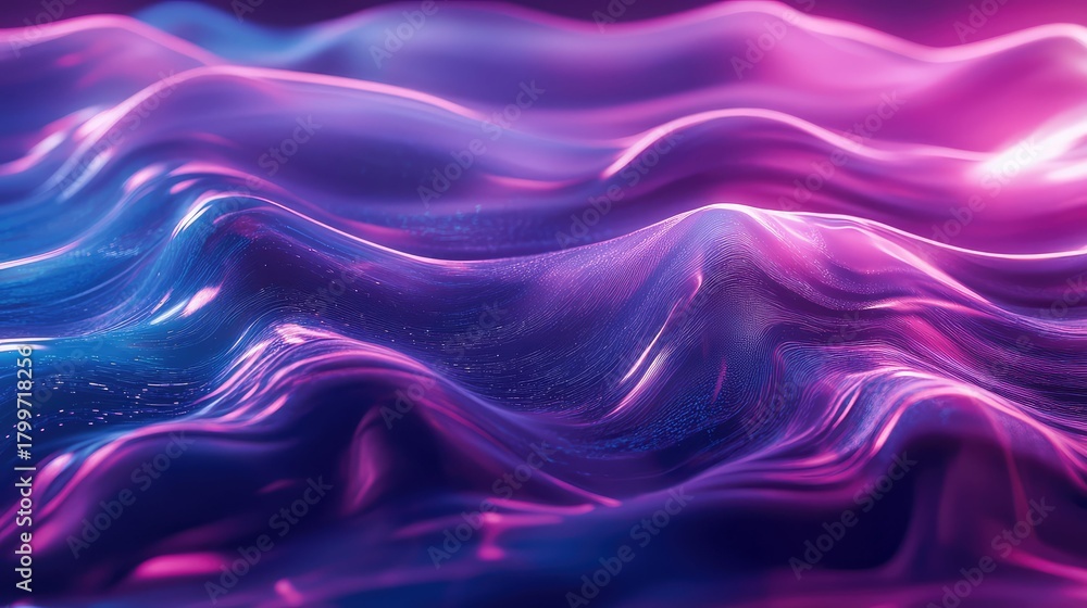 Obraz premium Abstract purple and blue liquid flowing digital waves