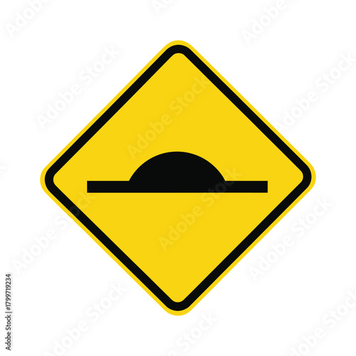 Yellow speed bump sign isolated on for traffic safety