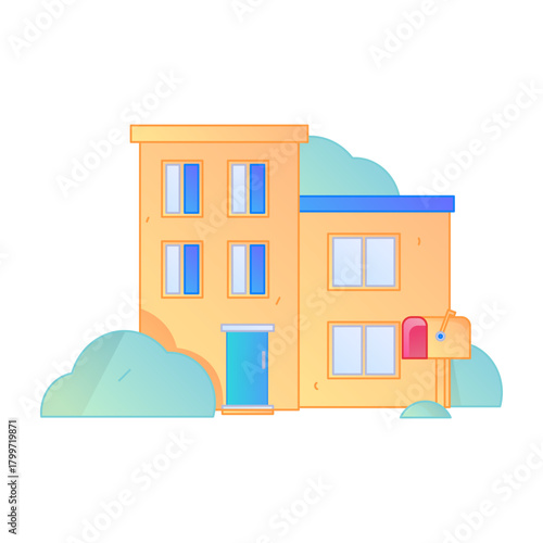 Smart Home Housing Architecture Real Estate Transaction Gradient Flat Vector Illustration Investment Mortgage Asset
