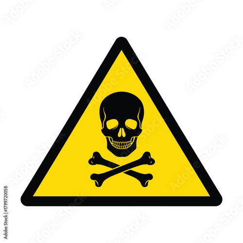Hazardous warning sign with skull and crossbones isolated on