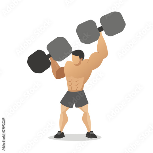 muscular man lifting large rock stone weights
