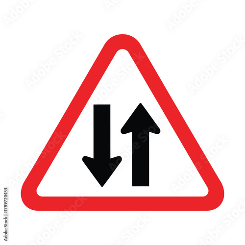 Two way traffic road sign isolated on for safety