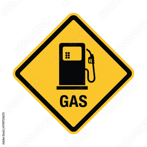 Yellow gas station sign isolated on warns of fuel ahead