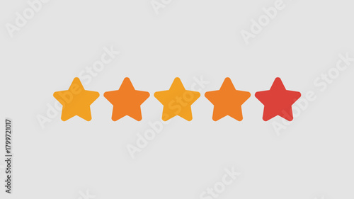 Five colorful star rating icons on a light gray background representing customer feedback