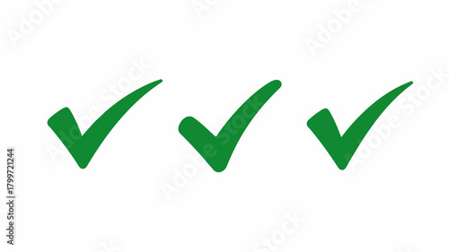 Three green check marks on a white background signifying approval and positive confirmation