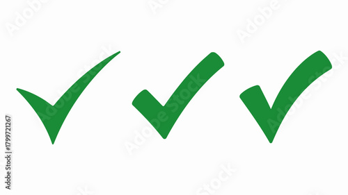 Three green check marks arranged on a white background, simple and clean graphic elements