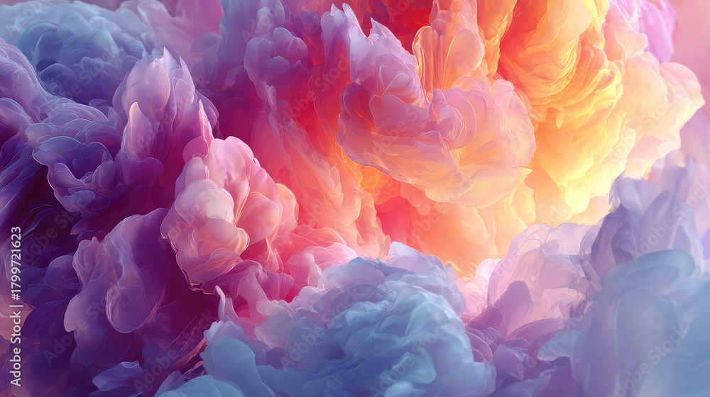 Fototapeta premium Colorful smoke cloud creating abstract pastel background