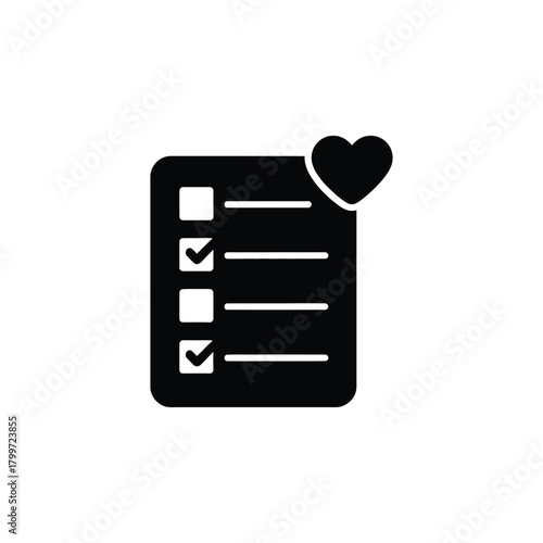 Checklist with a heart icon symbolizing favorites or important tasks
