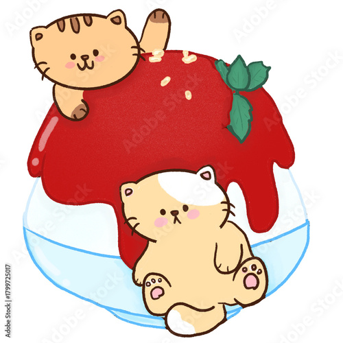 Kawaii Cat Sweet Dessert Clipart PNG Hand drawn 