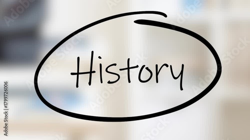 History Handwriting using black marker on glass