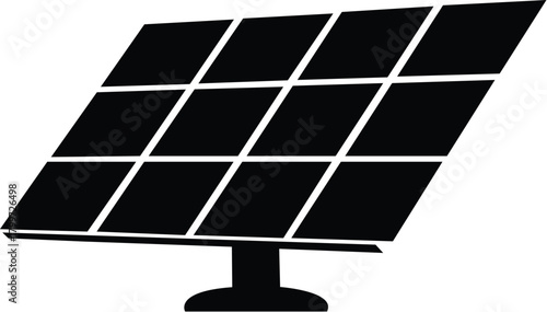 Solar panel icon in black silhouette style