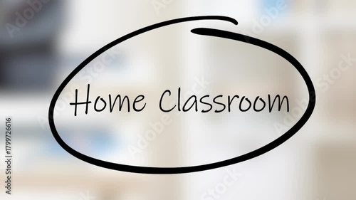 Home Classroom Handwriting using black marker on glass
