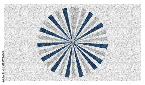 lat circular shape made from thick bars in two alternating solid colors, fake radial gradient illusion, ultra-minimal abstract vector