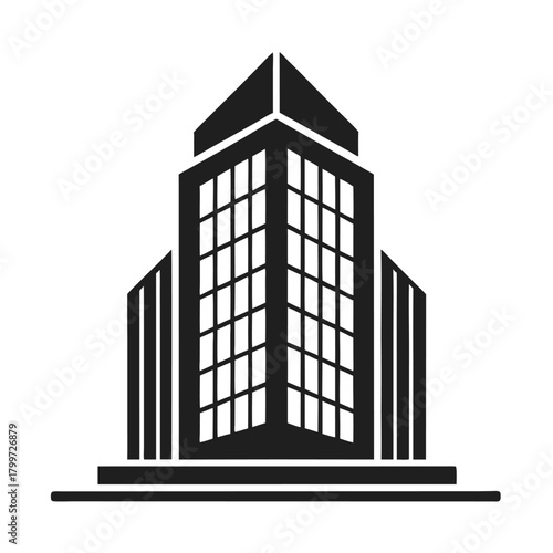 Silhouette building illustration showcasing an urban architecture design element in a cityscape format