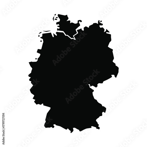 Black silhouette outline map of germany country shape