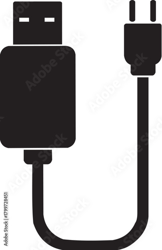 Simple micro usb silhouette vector clean design for mobile charger connection and technology concept