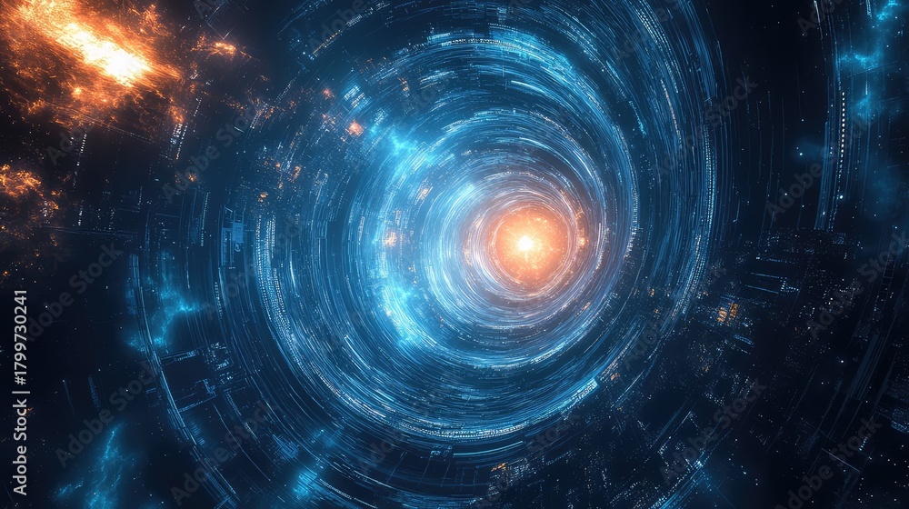 Obraz premium Abstract wormhole accelerating through digital cosmos portal