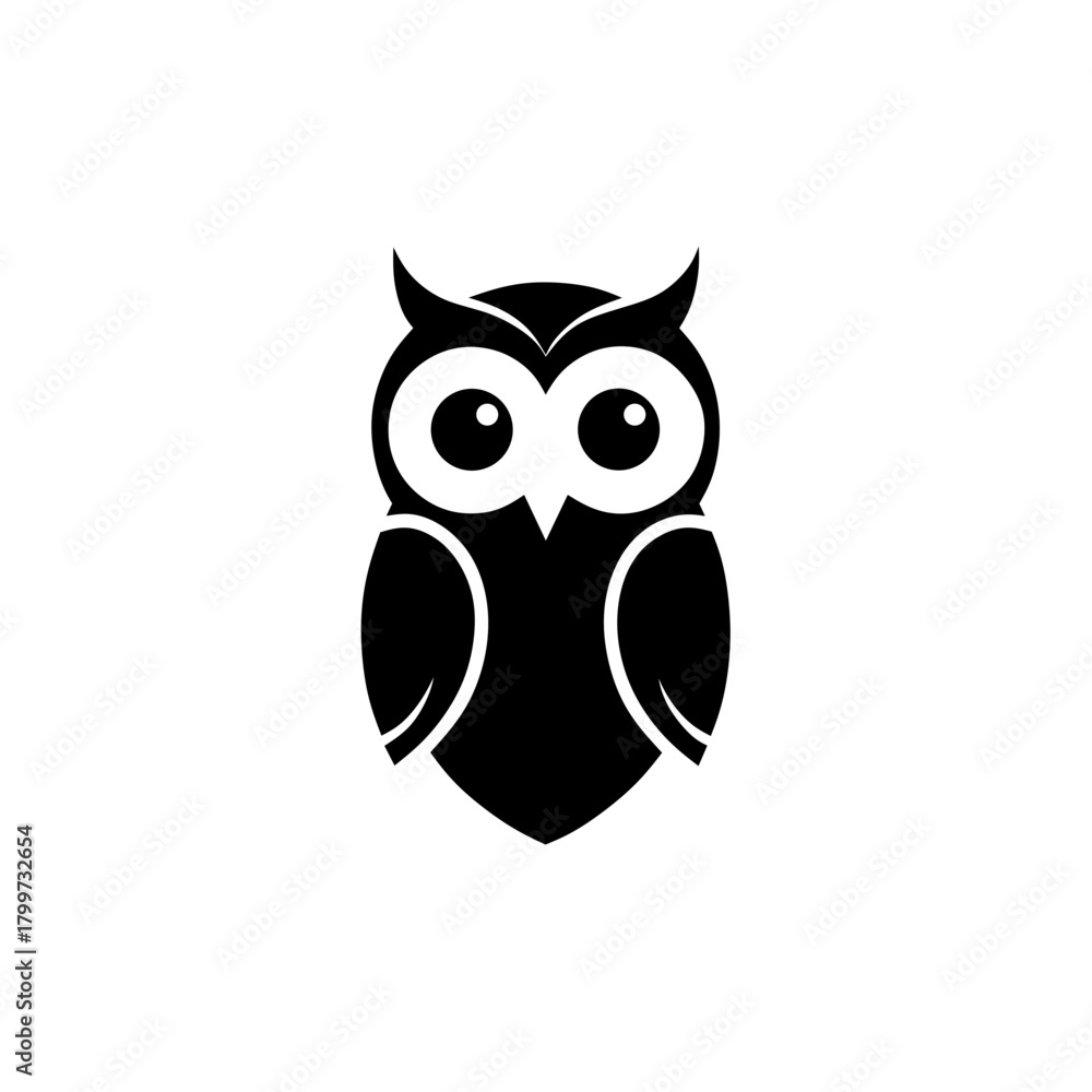 Obraz premium Minimalist Owl Logo – Simple Modern Bird Icon 