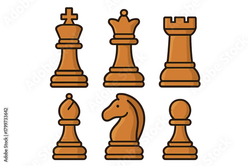 Essential chess game pieces set including king queen rook bishop knight and pawn