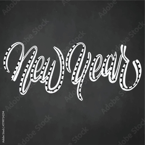 Elegant New Year lettering on a chalkboard background festive typography for holiday greetings perfect for cards and social media posts