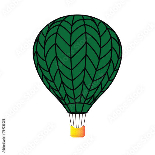 Hot air balloon isolated on white background vector illustration. Aircraft hot air ballon used to fly gas. Consists of gas burner, a shell and a basket for carrying passengers. Romantic flight travel
