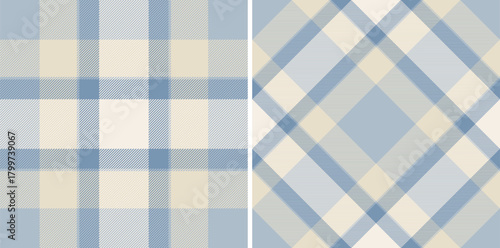 Texture tartan pattern of seamless check fabric with a textile plaid vector background. Set in favorite colors for luxury modern curtain designs living room.