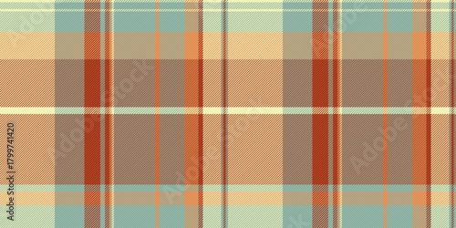 Strip tartan vector pattern, repeating check textile background. Towel texture fabric plaid seamless in pastel and red colors.