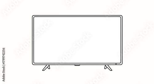 Minimalist flat screen tv icon, providing a clean and simple illustration for digital media