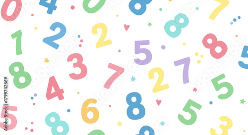 Playful Pastel Number Pattern for Educational Purposes and Children's Designs Projects