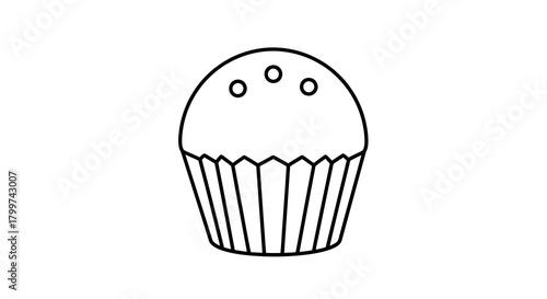 Simple outline illustration of a cupcake perfect for coloring book project or design