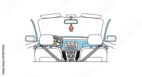 Simplified automotive interior with comfort details and classic design aesthetic view