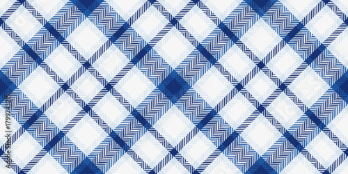 Royal texture pattern fabric, editable background textile tartan. Up vector seamless check plaid in blue and white colors.