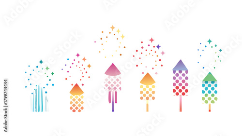 Firework vector background isolated set .vector icon
