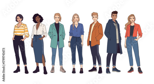 Diversity of Fashion A Group of Young Individuals Displaying Their Unique Styles