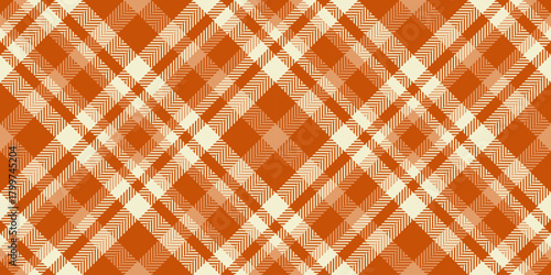 Layered textile tartan check, everyday background seamless texture. Scottish vector plaid pattern fabric in orange and light colors.