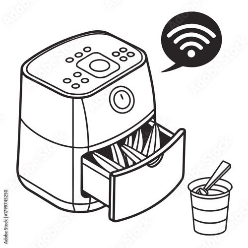 Smart air fryer with wifi connectivity and food basket