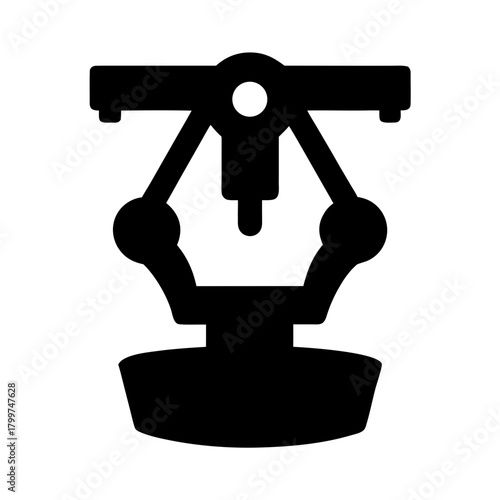 Silhouette of a robotic arm with a central gripper