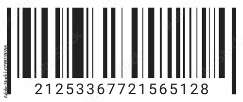 Barcode Label with 14-Digit Number Isolated on White Background