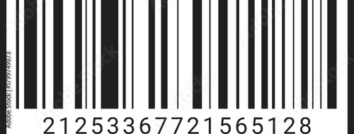 Barcode Label with 14-Digit Number Isolated on White Background