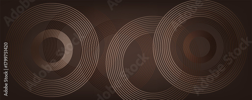 Premium background design with mocha mousse line pattern (texture) in luxury pastel color. Abstract horizontal vector template for business banner.dark brown background with golden brown circles.