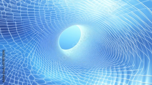 Fototapeta Naklejka Na Ścianę i Meble -  Abstract blue grid forming digital data tunnel vortex