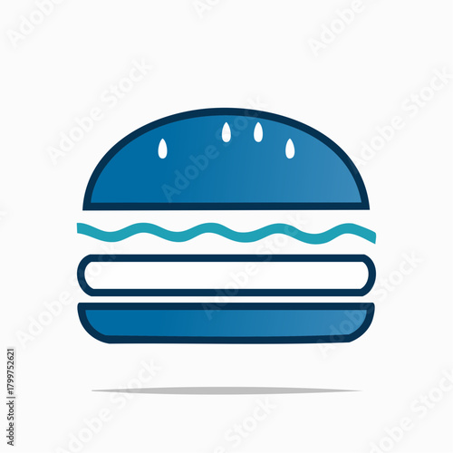 Delicious blue burger icon design - perfect for food-related projects, menus, or restaurant branding visuals and illustrations