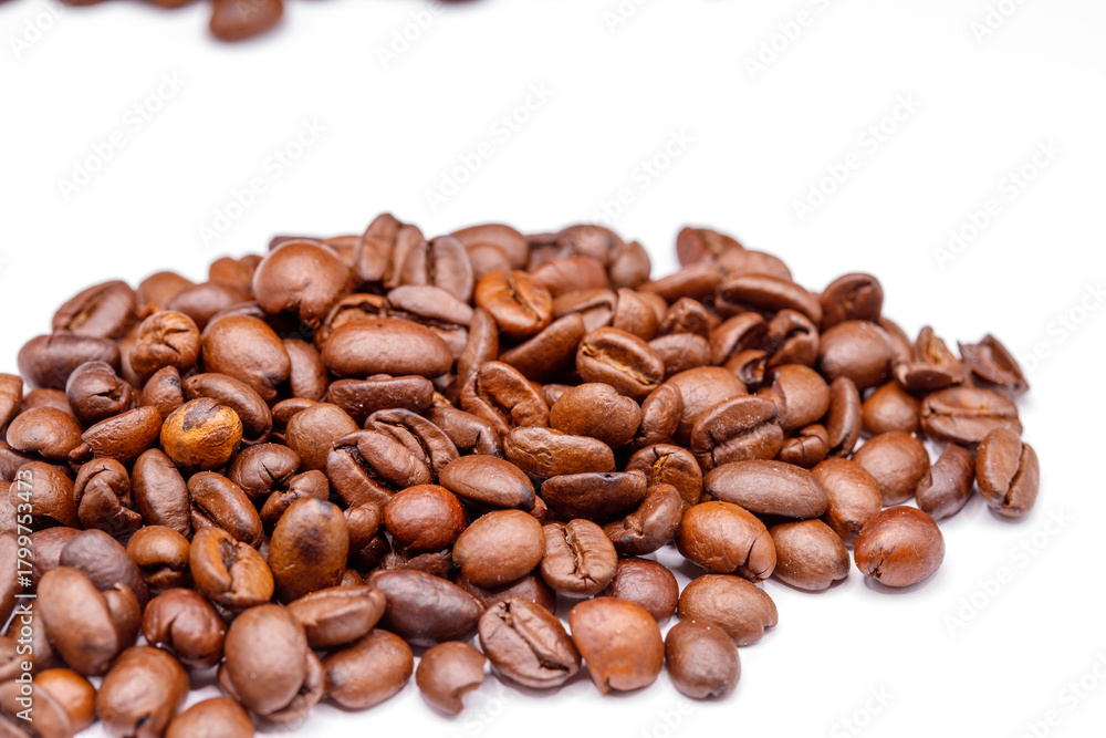 Fototapeta premium Roasted Coffee Beans on White Surface