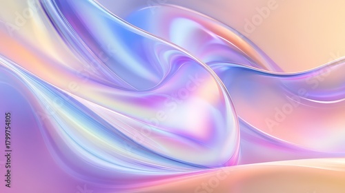 Wallpaper Mural Abstract iridescent pastel waves flowing smooth holographic background Torontodigital.ca